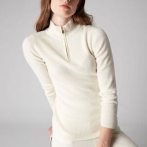 N.PEAL 1/4 zip 100% cashmere ivory  mock turtle neck sweater